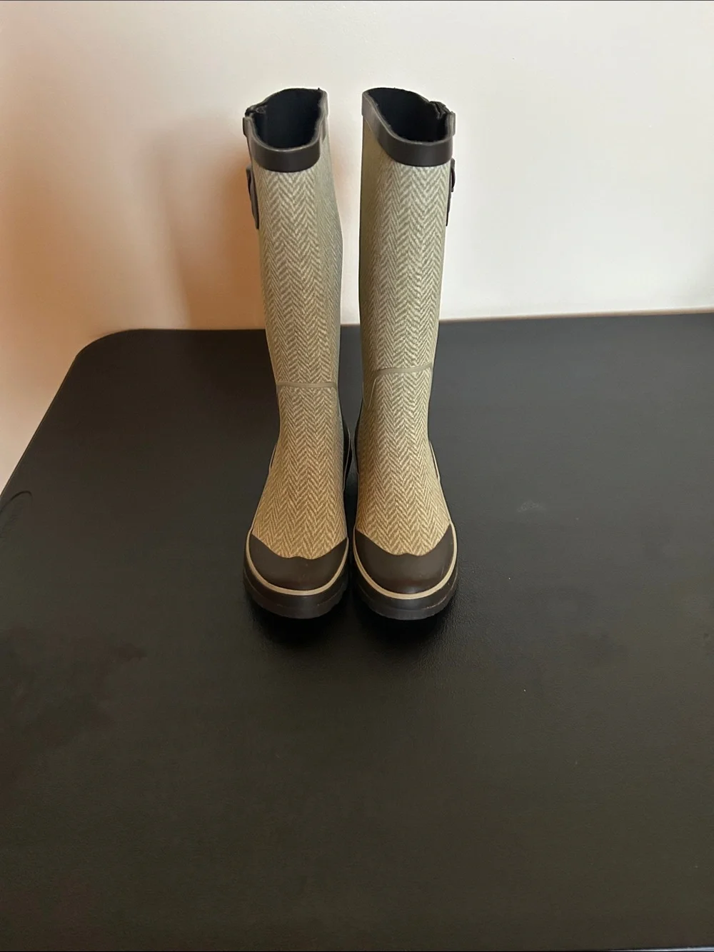 Tall Women's Rain Boots in Herringbone Taupe